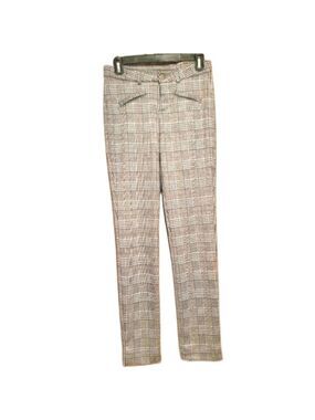 Motion Athleisure Gingham Plaid Pattern Pants High Waisted Straight Leg Size 3